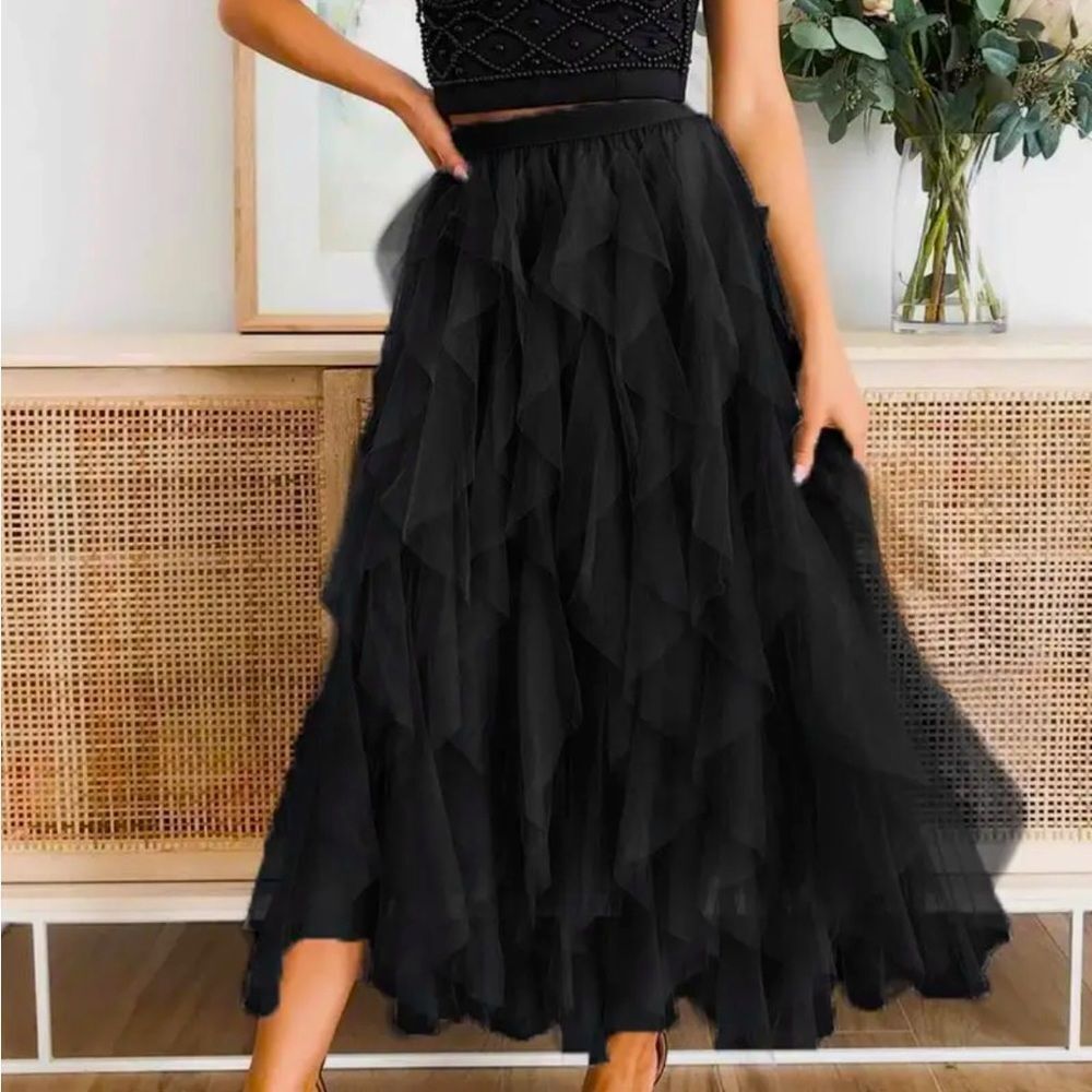 A-Line Long Tulle Skirt